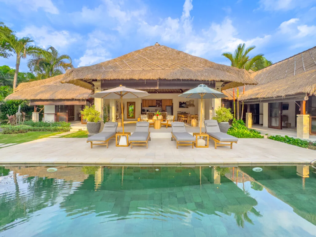 Luxury Villas Seminyak with a serene private pool and open-air lounge, perfect for tropical relaxation at Villa Bugis.